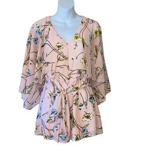 Lunik floral long sleeve tie waist open back romper